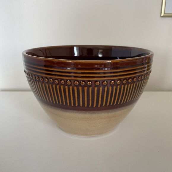 Table Tops Gallery Matrix Hand Crafted Hand Painted Bowl Brown 8.25” - Picture 1 of 6
